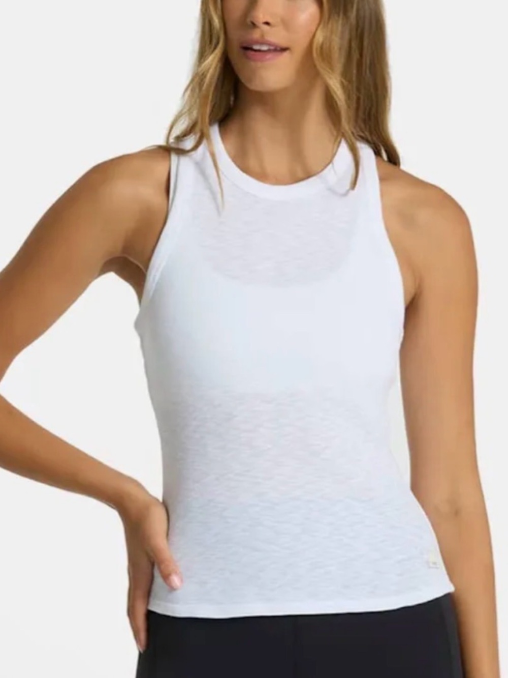 Vuori Sunrise High Neck Racerback Tank Top Size L White Heather
